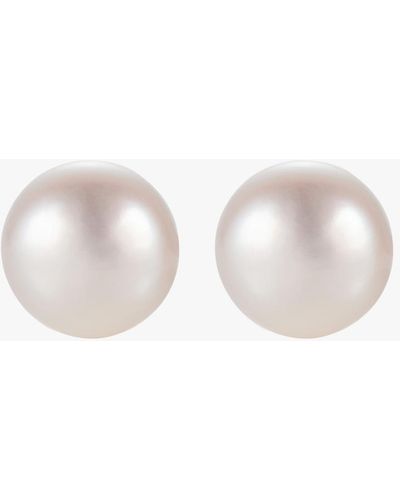 Claudia Bradby Women's White Button Pearl Studs