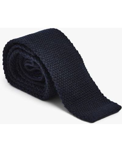 Drake's Men's Bryan Ferry Plain Cashmere Knitted Tie - Blue