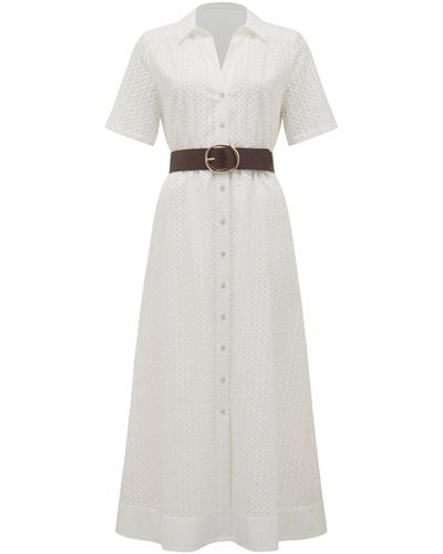 Forever New Women's Tyler Embroidered Midi Dress - White