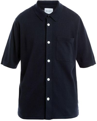 Norse Projects Men's Rollo Cotton Linen Short Sleeve Shirt - Blue