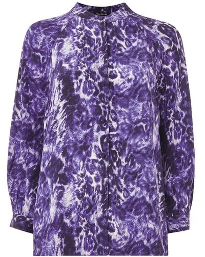 Whistles Women's Glossy Leopard Raglan Shirt - Purple