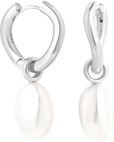 Astrid & Miyu Women's Serenity Pearl Charm Hoops In - White