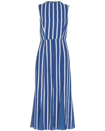 Whistles Women's Crinkle Stripe Midi Dress - Blue