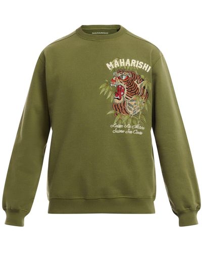 Maharishi Men's Tiger Embroidery Crewneck - Green