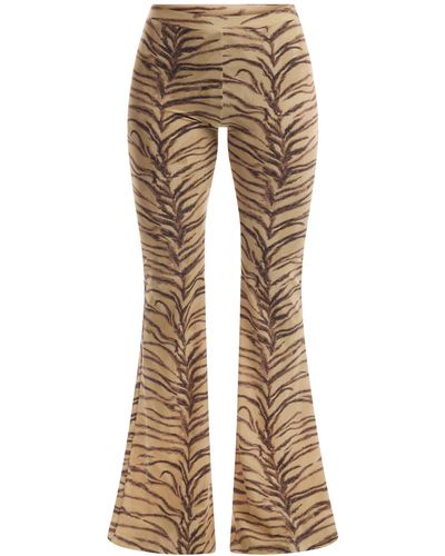 Stella McCartney Women's Tiger Fluid Jersey Flare Trousers - Natural