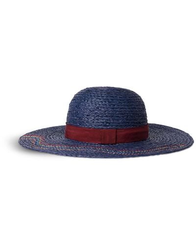 Paul Smith Women's Swirl Embroidered Straw Hat - Blue