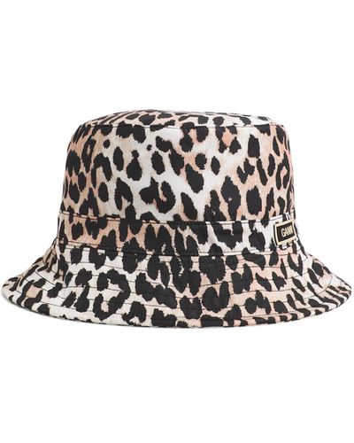 Ganni Women's Leopard Bucket Hat - White