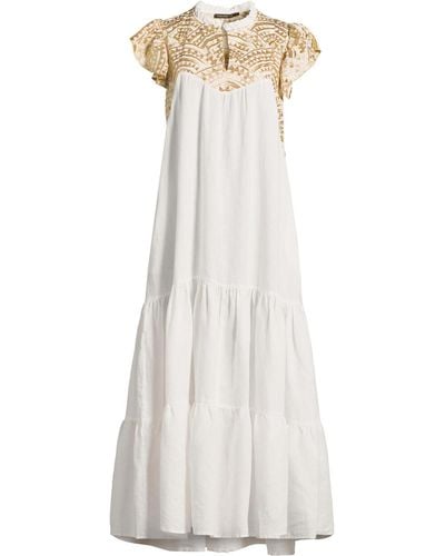 Kori Women's Linen New Traingle Dress - White