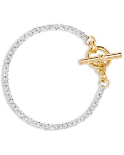 Tilly Sveaas Women's Small Silver And Gold T Bar Clasp Belcher Chain Bracelet - Metallic