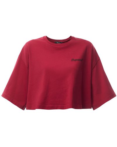 DSquared² Dsqua2 Women's Oversize Cropped Fit T-shirt - Red