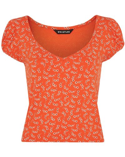Whistles Women's Micro Floral Sweetheart Top - Orange