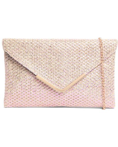 Anna Cecere Women's Raffia Envelope Metallic Clutch With Chain - Pink