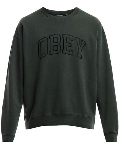 Obey Men's Extra Heavyweight Pigment Dyed French Terry Crew - Green