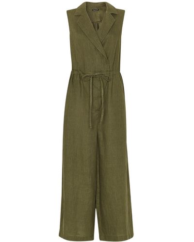 Whistles Women's Bella Linen Wrap Jumpsuit - Green