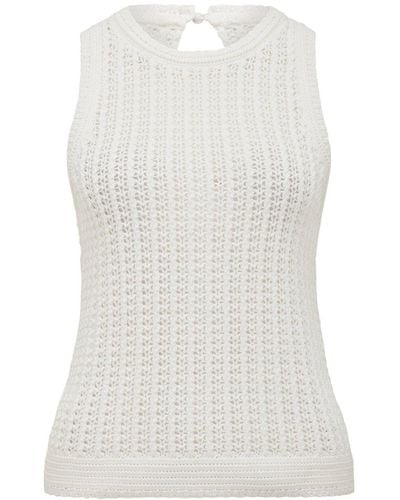 Forever New Women's Bailee Crochet Look Racer Top - White