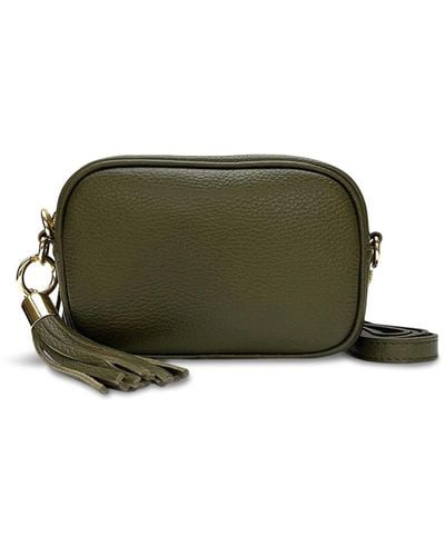 Apatchy London Women's The Mini Tassel Olive Leather Phone Bag - Green