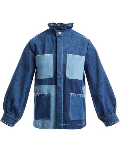 seventy + mochi Seventy + Mochi Women's Pablo Jacket In Patched Denim - Blue