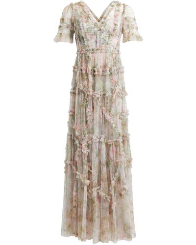 Needle & Thread Women's Rose Powder Ruffle Gown - Natural
