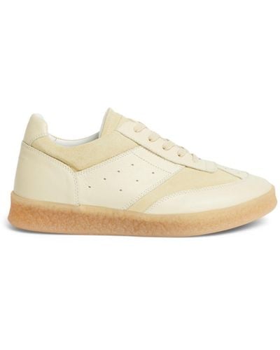 MM6 by Maison Martin Margiela Men's Beige Panelled Lace Up Trainers - Natural