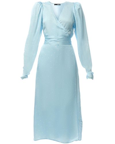 ROTATE BIRGER CHRISTENSEN Women's Textured Midi Wrap Dress - Blue