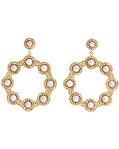 SORU Women's Baroque Pearl Lemon Hoop Earrings - Metallic