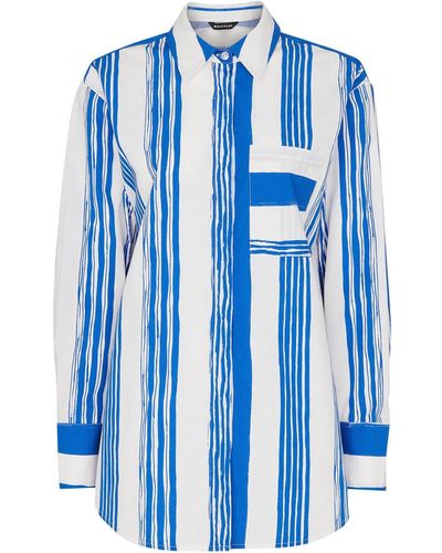 Whistles Women's Painted Stripe Oversized Shirt - Blue