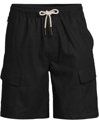 Oas Men's Cargo Linen Shorts - Black