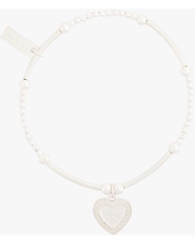 ChloBo Women's Cute Mini Star Heart Bracelet - White