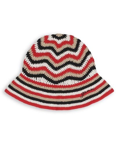 Ganni Women's Crochet Bucket Hat - Red