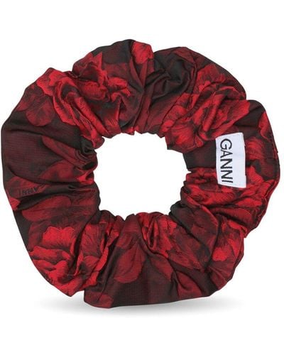 Ganni Women's Botanical Jacquard Scrunchie - Red