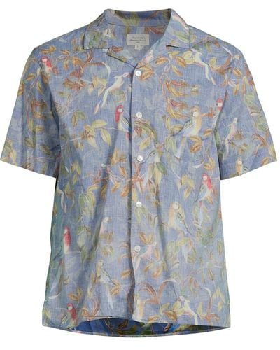 Hartford Men's Palm Mc Parrot Short Sleeve Shirt - Blue