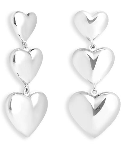 Astrid & Miyu Women's Heart Drop Stud Earrings - White