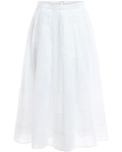 Max Mara Studio Women's Patto Linen Midi Skirt - White