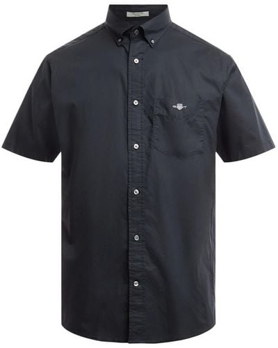 GANT Men's Poplin Short Sleeve Shirt - Black