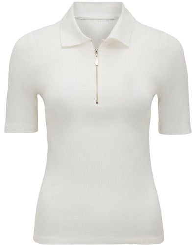 Forever New Women's Mai Short Sleevess Zip Polo T-shirt - White