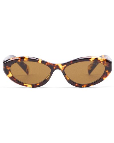 Prada Women's Pr 26zs Oval Slim Geometric Acetate Sunglasses - Brown