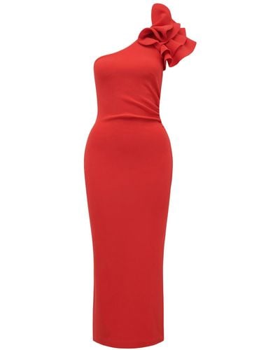 Forever New Women's Celeste One Shoulder Ruffle Bodycon Dress - Red