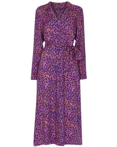 Whistles Women's Mottled Leopard Midi Dress - Purple