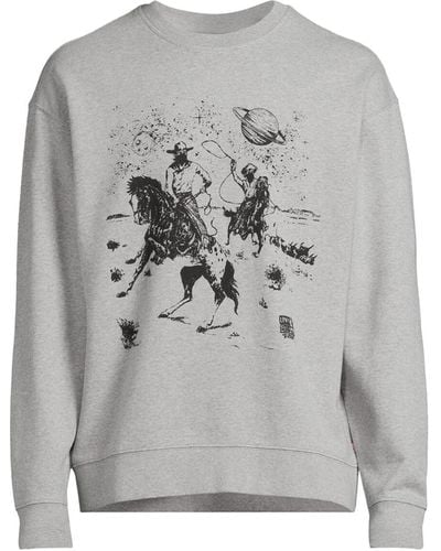 Levi's Men's Relaxd Cowboy Graphic Crewneck Sweatshirt - Grey