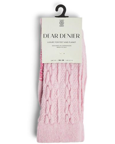 Dear Denier Women's Saga Cable Knit Socks - Pink