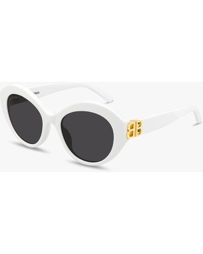 Balenciaga Women's Round Logo Arm Acetate Sunglasses - White
