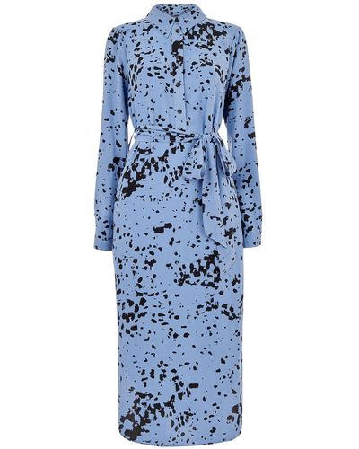 Whistles Women's Smudged Spot Print Imie Dress - Blue