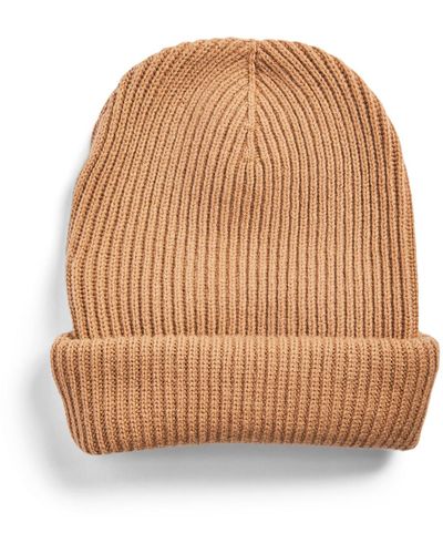 Rosie Sugden Women's Cashmeretriple Turn Up Ribbed Beanie - Natural