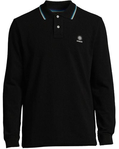 Sandbanks Men's Badge Long Sleeve Polo Shirt - Black
