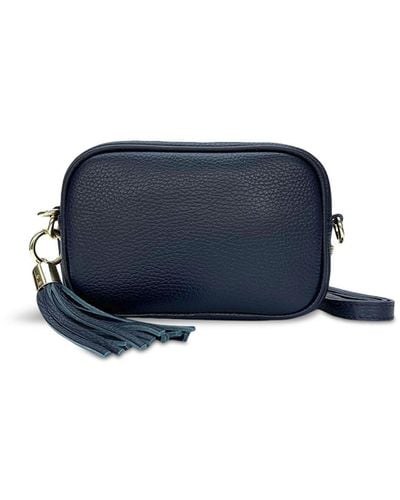 Apatchy London Women's The Mini Tassel Navy Leather Phone Bag - Blue