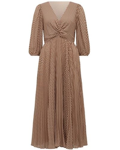 Forever New Women's Viviana Twist Front Pleated Midi Dress - Brown