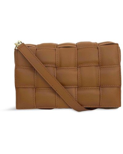 Apatchy London Women's Padded Woven Leather Crossbody Bag - Brown