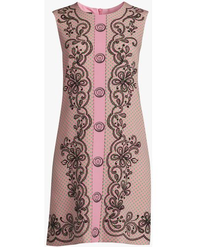 Boutique Moschino Women's Printed Sleeveless Shift Dress - Pink