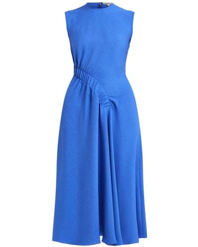 Edeline Lee Women's Sleeveless Draped Midi Dress With Ruched Panel Detail - Blue
