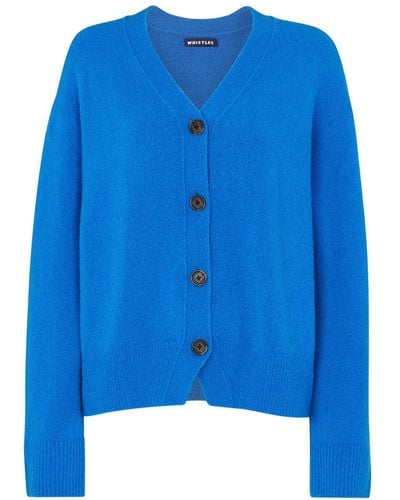 Whistles Women's Textured Wool Mix Cardigan - Blue